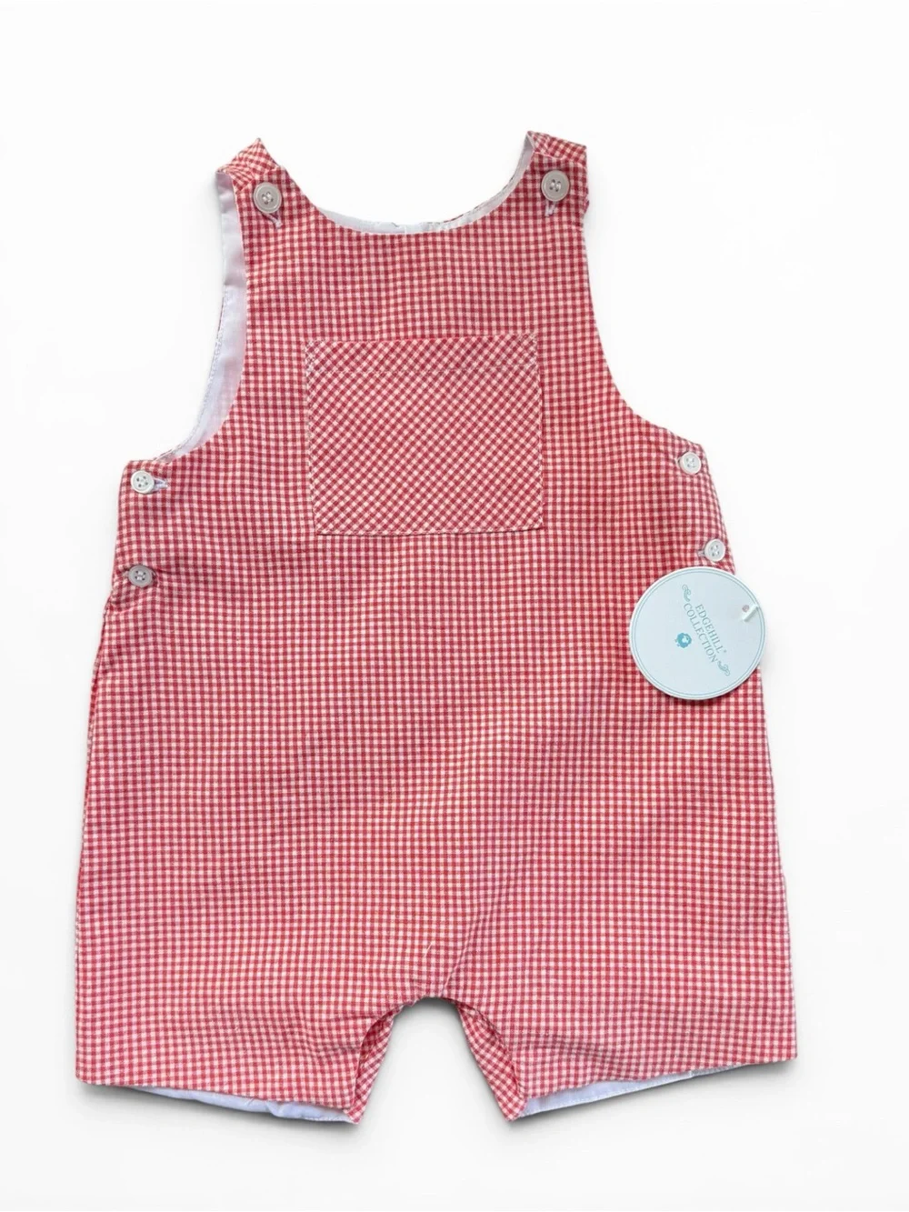 Edgehill Collection Baby Gingham Romper, Size 18M Cotton
